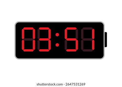Digital Alarm Clock vector, Green and Red Glowing numbers digital clock,eps10