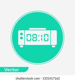 Digital alarm clock vector icon sign symbol