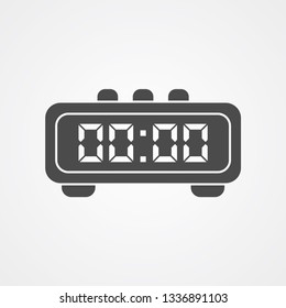 Digital alarm clock vector icon sign symbol