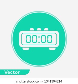 Digital alarm clock vector icon sign symbol