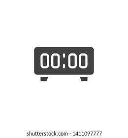 Digital alarm clock vector icon. filled flat sign for mobile concept and web design. Electronic clock time glyph icon. Deadline symbol, logo illustration. Vector graphics