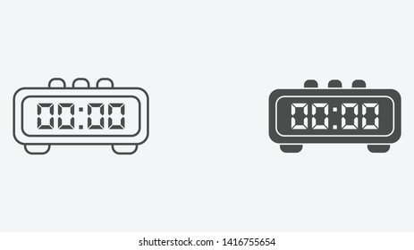 Digital alarm clock vector icon sign symbol