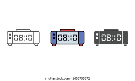 Digital alarm clock vector icon sign symbol