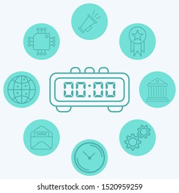 Digital alarm clock vector icon sign symbol