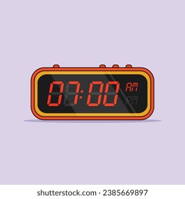 Digital Alarm Clock Vector Icon Illustration Time Alarm Icon