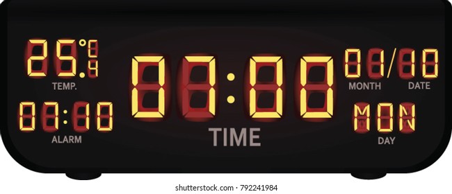 Digital alarm clock. vector illustration