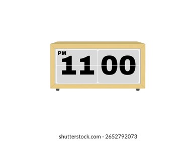 Vetor de relógio de alarme digital isolado no fundo branco de um relógio digital exibindo 11.00 pm com números de led design de relógio digital. Ícone de relógio para hora, relógio, sinais de alarme 11 pm