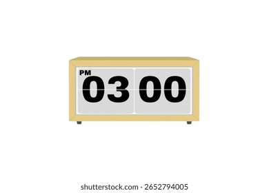 Vetor relógio de alarme digital isolado no fundo branco de um relógio digital exibindo 03.00 pm com números de led design relógio digital. Ícone de relógio para hora, relógio, sinais de alarme 3 pm
