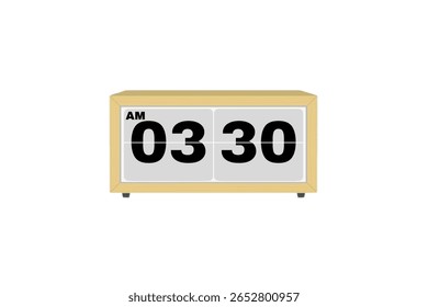 Digital Alarm Clock vector isolated on white background of a digital clock displaying 04.30 am with led numbers digital clock design. Clock icon for hour, watch, alarm signs 4.30 am