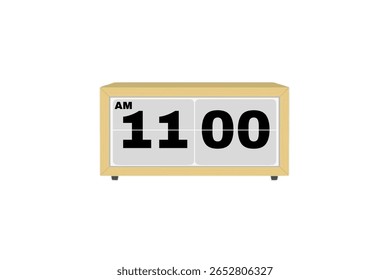 Vetor relógio de alarme digital isolado no fundo branco de um relógio digital exibindo 11.00 am com números de led design relógio digital. Ícone de relógio para hora, relógio, sinais de alarme 11 am