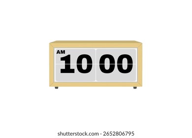 Vetor de relógio de alarme digital isolado no fundo branco de um relógio digital exibindo 10.00 am com números de led design de relógio digital. Ícone de relógio para hora, relógio, sinais de alarme 11 am
