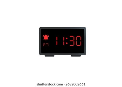 Vetor relógio de alarme digital isolado no fundo branco de um relógio digital exibindo 11.30 pm com números de led design relógio digital. Ícone de relógio para hora, relógio, sinais de alarme 11.30 pm