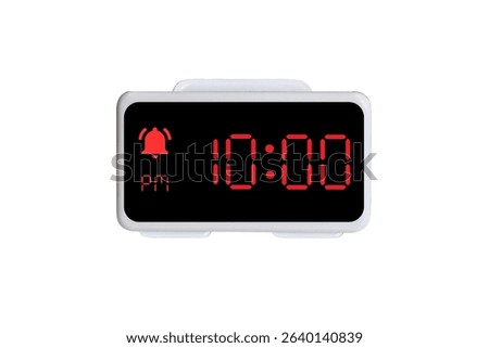Digital Alarm Clock vector isolated on white background of a digital clock displaying 10.00 pm with led numbers digital clock design. Clock icon for hour, watch, alarm signs 10 pm