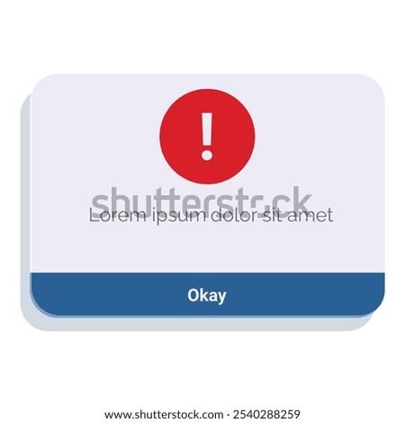 Digital alert message with an exclamation mark symbol, informing the user about an error that requires attention