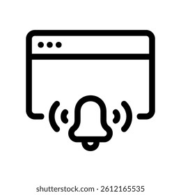Digital alert symbol within a software frame representing online notifications
