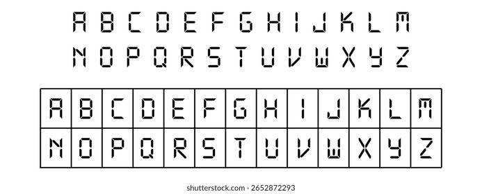 Digital Alphabet Display: Uppercase Letters in a Grid.