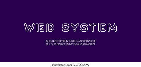 Digital alphabet font made bold line, letters and numbers made in science style, vector illustration 10EPS.