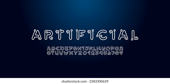 Digital alphabet font made ring, letters and numbers, vector illustration 10EPS.