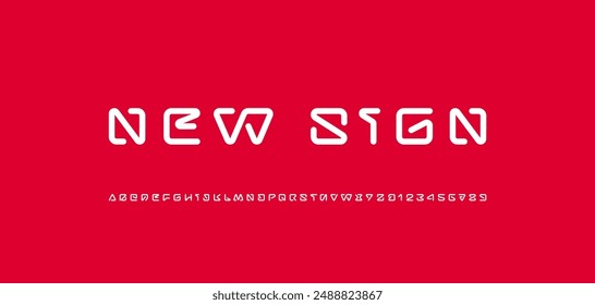 Digital alphabet font made techno style, cyber uppercase letters and numbers made in futuristic style, vector illustration 10EPS