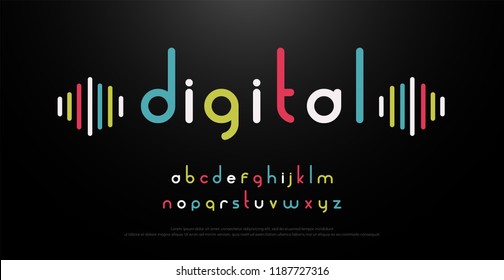 digital alphabet font music with colorful typography. vector illustraton