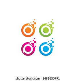 digital alphabet logo technology icon vector