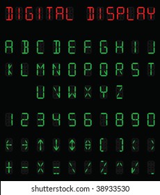 Digital alphabet and number set individually layered