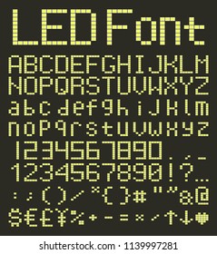digital alphabet and numbers set, yellow led font