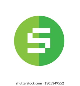 Digital Alphabet S Flat Icon Design, Green Color Logo Element, Vector Illustration