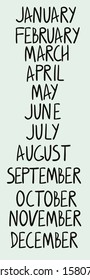 Digital alphabet set of months of the year.