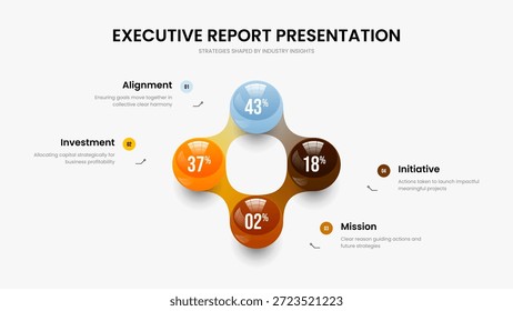 Digital Analysis Four Option Infographic Slideshow Design. Science Insight Frame Layout Vector Illustration. Modern Solution 4 Element Diagram Presentation Template.