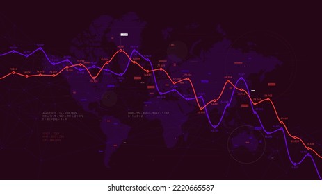 Digital analytics data visualization, financial schedule, databases of gross domestic product, international globalization network, vector dashboard