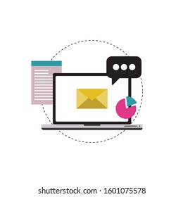Digital analytics information tools. Big data. Flat design vector illustration