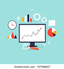 Digital Analytics Information Tools. Big Data. Flat Design Vector Illustration.