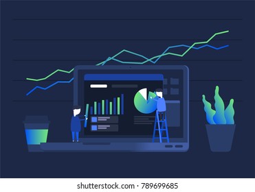 Digital analytics information tools. Big data. Concept for successful business in flat vector design.