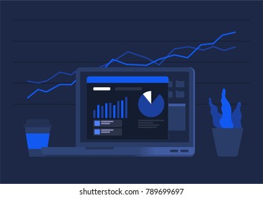 Digital analytics information tools. Big data. Concept for successful business in flat vector design.