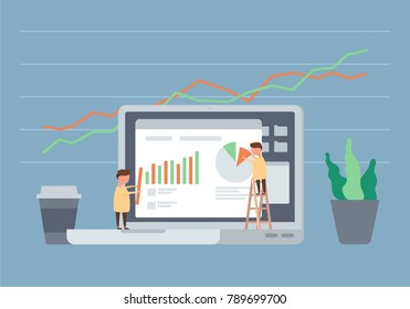Digital analytics information tools. Big data. Concept for successful business in flat vector design.