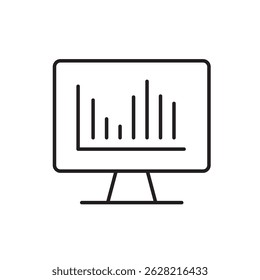 Digital analytics line icon vector, with editable stroke, suitable for online finance platforms, investment dashboards, and market tracking apps