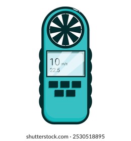 Digital anemometer measuring wind speed, displaying results on the integrated screen
