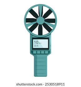 Digital anemometer is measuring wind speed and displaying data on screen