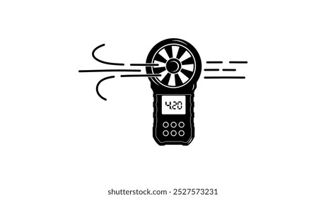 Anemômetro digital, medidor portátil de velocidade do vento, silhueta isolada preta