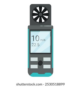 Anemómetro digital que muestra la velocidad del viento y la temperatura en la pantalla