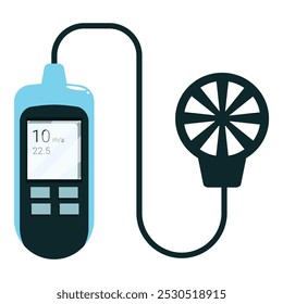 Digital anemometer showing wind speed in meters per second on its display