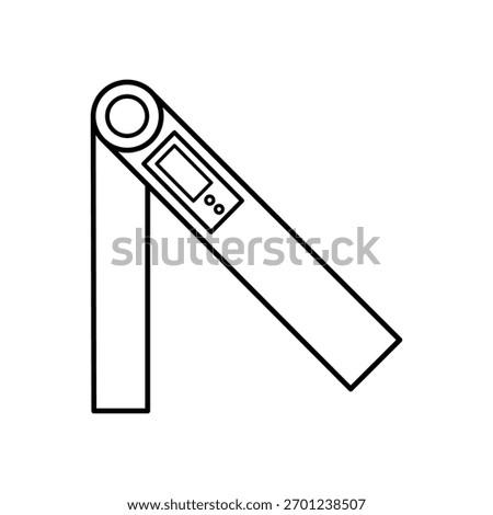 Digital angle finder ruler icon in minimalist line art style, a simple protractor tool illustration representing precision, accuracy, measurement, and technical engineering use.