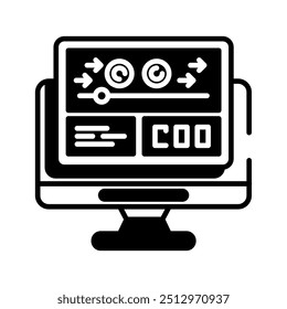 Ícone de glifo de animação digital, ilustração de vetor