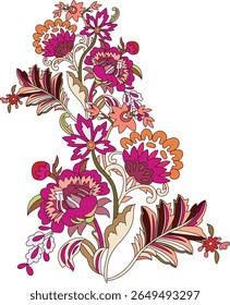 Animación digital de múltiples flores sobre fondo rosa. fondo con Formas abstractas y texturas concepto