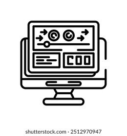 Ícone de Contorno de Animação Digital, ilustração de Vetor