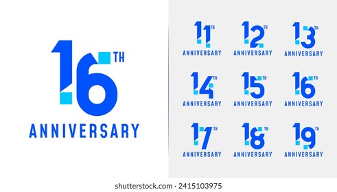 Digital anniversary logo collections. birthday number with technology concept for celebration event. Modern year icon template