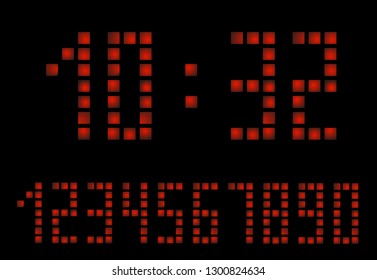 Digital Apocalypse clock. Alarm clock letters. Numbers set for a digital watch and other electronic devices. Vector illustration 10 eps.