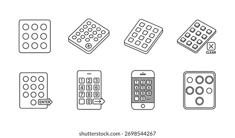 Digital app icon grids and smartphone home screens stylized sketches for ui ux design vector