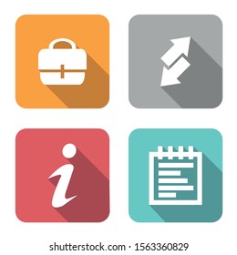 Digital application button icons. Briefcase, return, information and note block . Editable Vector.